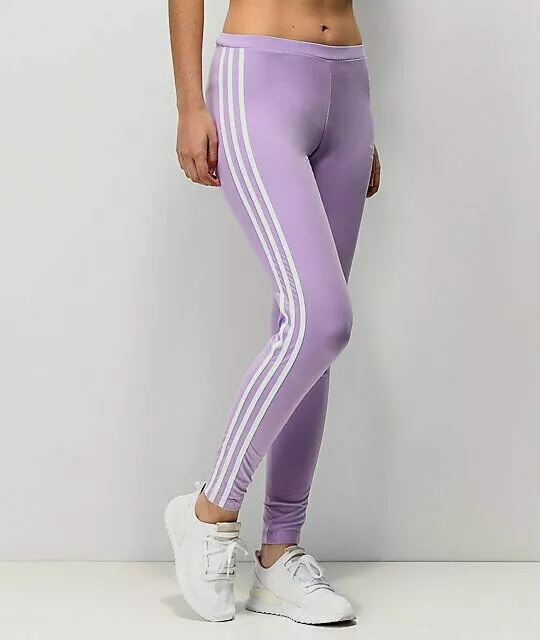 XS adidas O.G. Women\'s Classic 3 STRIPES LEGGINGS UK6 US2 Purple Glow LAST1  | eBay