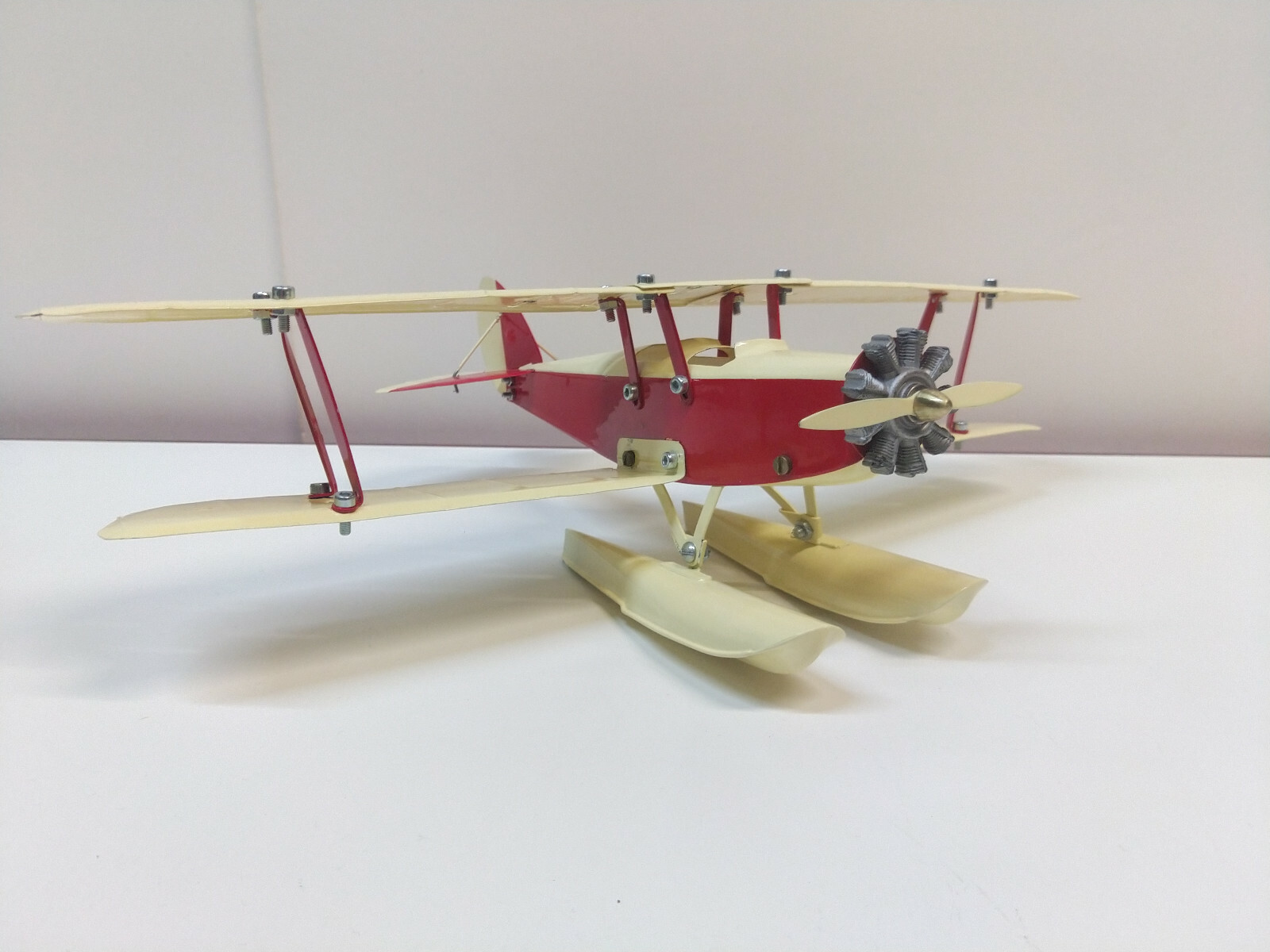 Meccano Airplane Constructor - Hydravion Biplan 26,5cm - Modèle Restauré - Tôle