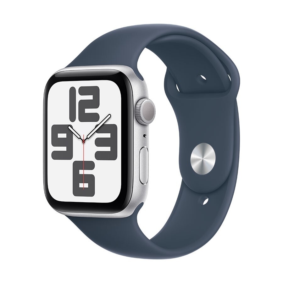 Apple Watch SE 2nd Gen GPS 44mm Silver Aluminium Case Winter Blue Sport Band S/M-image