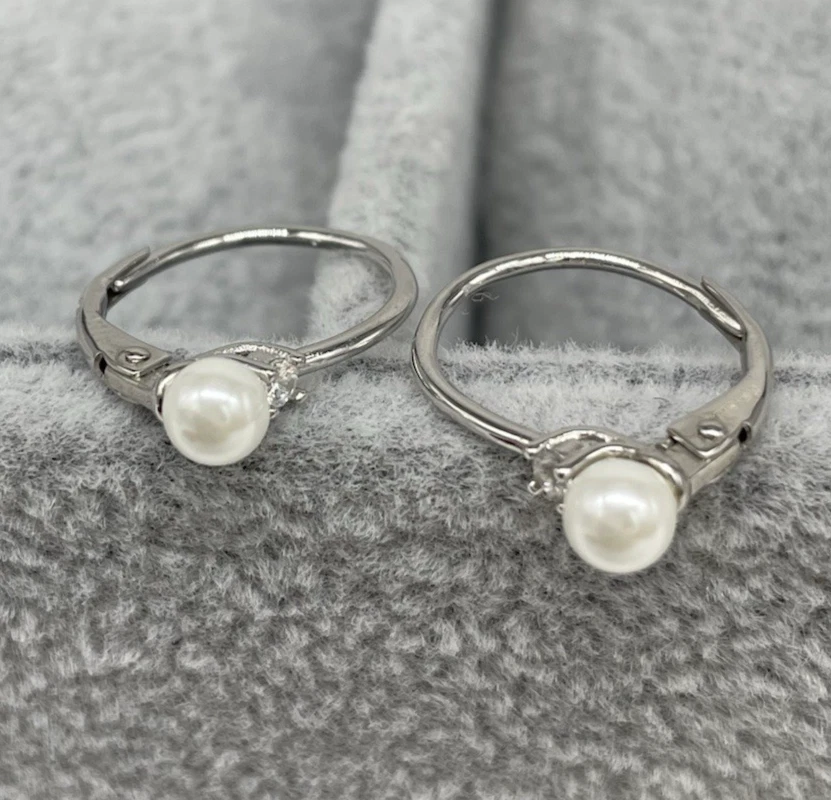 Orecchini Donna di Perla bianca Argento 925 rodiato firmati punti luce Pendenti - Immagine 4 di 4