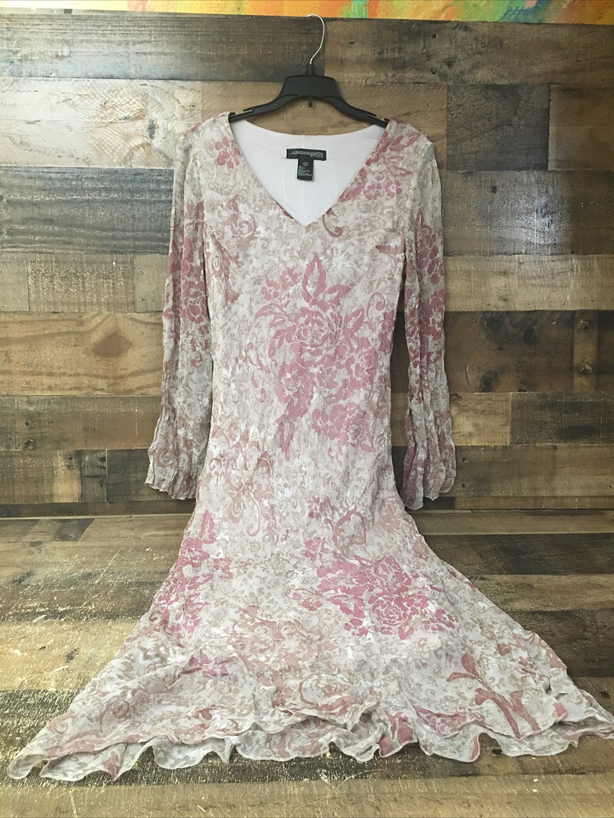 VTG Jonathan Martin Silk Fairycore Dress Y2K 90s Floral Whimsy Chiffon Size 10  