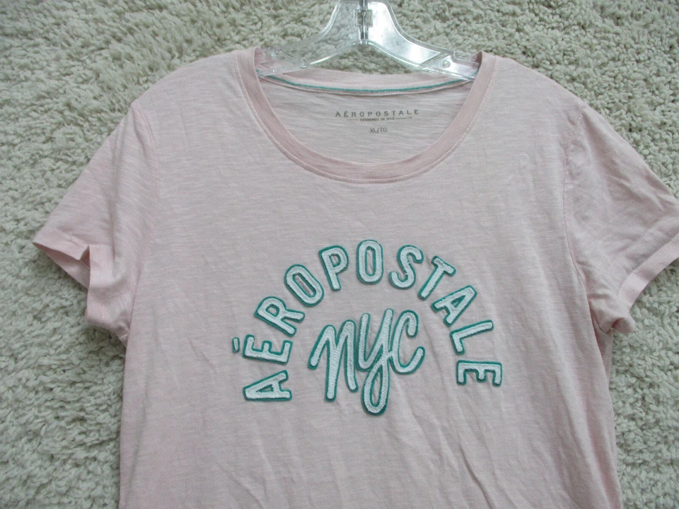 Aeropostale Shirt Extra Large Youth Pink Spell Out Embossed Logo Stretch Girls - Image 2 of 4