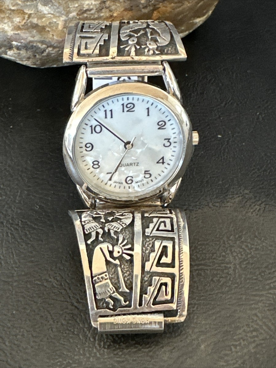 Mens Kokopelli Navajo Sterling Silver Old Pawn Watch Tips 2093 | eBay