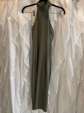 bebe Women's Dress Olive Green XXS Tie-Neck Bodycon Mid-length