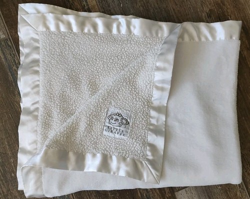 Kleine Giraffe cremefarben Sherpa Satin Rand Borte Babydecke