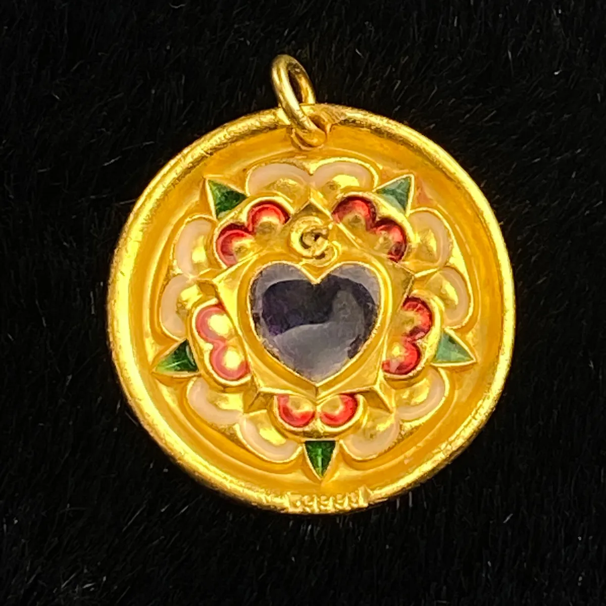 Owsley Stanley 24k Gold Enamel Grateful Dead Steal Your Face 22mm Pendant  Chain