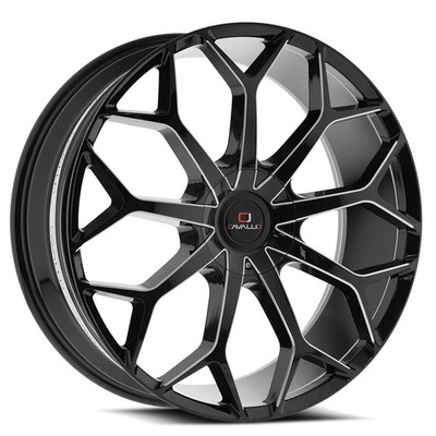 22'' Cavallo CLV-22 Gloss Black & Milled 22x8.5 Wheel 5x110 5x4.5 38mm Luxury Rim