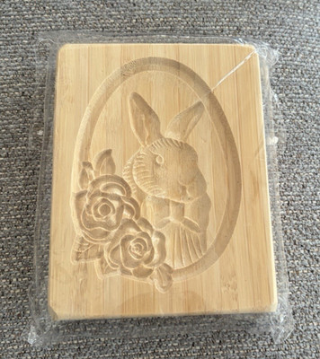 Springerle Cookie Mold Wood Rabbit and Roses  NEW