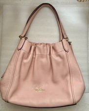 Coach Pebble Leather Gathered Shoulder Tote Bag Blush Pink Gold C1454 A2179