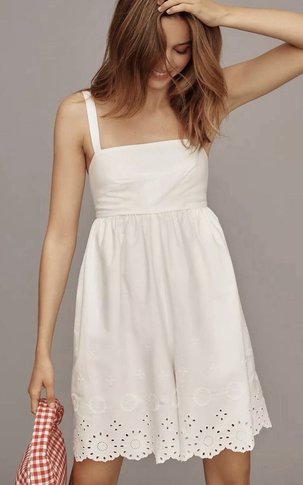 Maeve by Anthropologie $118 Eyelet Romper White Peasant Bohemian Spring Floral