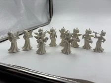 10 Small Musical Angel Cherubs Figurines White 2.5” Molded Plastic