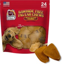 Country Kitchen Rawhide Free Pig Ear Chews Dog Treats, 24 Count Pack of 1 
