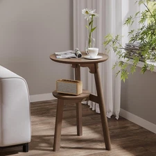 ChooChoo Round End Table for Small Spaces, Narrow Side Table, Accent Table Night