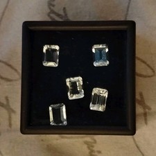 5 0.85ct Aquamarine Emerald Cut Transparent Blue Gemstones 7x5mm