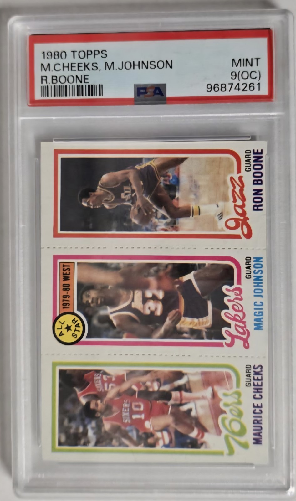 1980-81 Topps -PSA 9 Magic Johnson, Maurice Cheeks, Ron Boone #237-18-178 (RC)