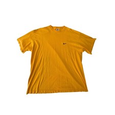 Vintage Nike T-Shirt 90s USA Made Embroidered Mini Swoosh XL Yellow Streetwear