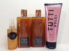BBW Tutti Dolci Pink Peony Creme Cream SEALED Shower Gel & Fragrance Mist SET 4