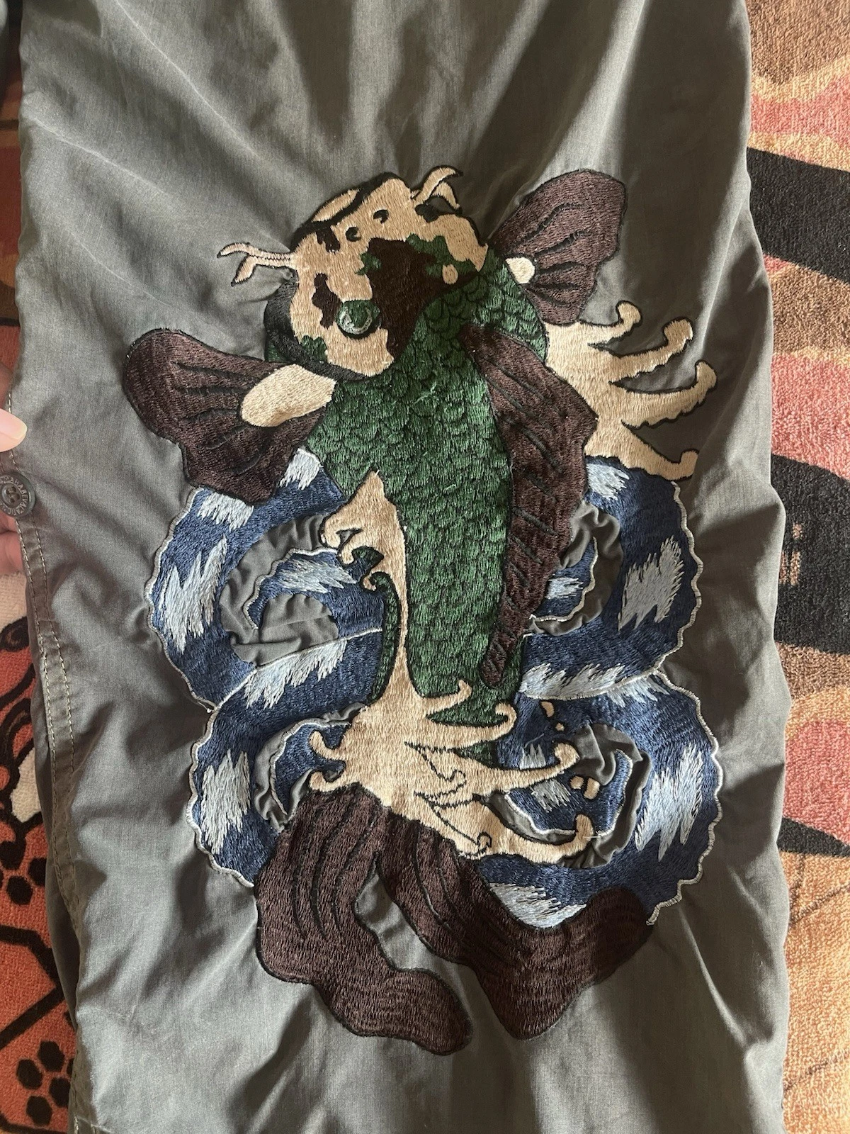 Dark Grey Maharishi Embroidered Carp Koi Fish Snopant 2000 YOTD Size S M