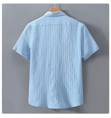 Summer Men Shirt Casual Loose Cotton Breathable Short Sleeved T Shirt - Picture 12 of 20