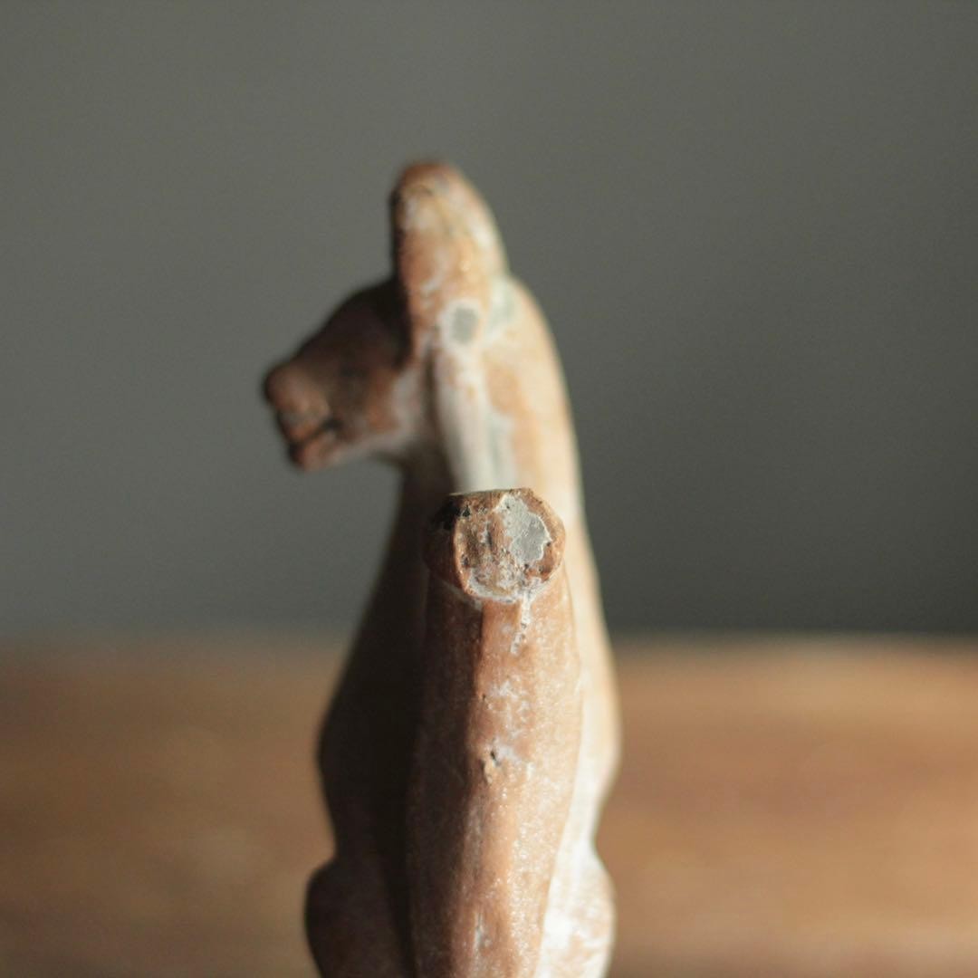 Inari Fox God Statue Pottery Antique Japanese Meiji Era Shinto Shrine 6 inch