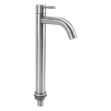 Brushed Stainless Steel Basin Faucet Single Cold High Arc