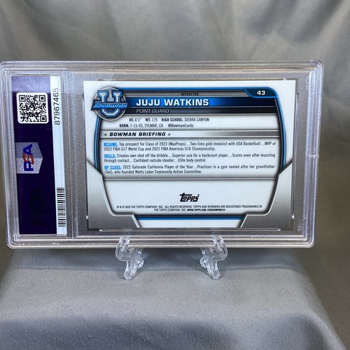 JuJu Watkins 1st Refractor Bowman University Bowman #43 USC Trojans PSA 9 - Picture 4 of 4