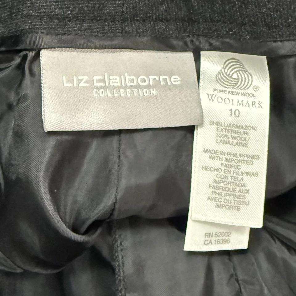 Pantalones vintage Liz Claiborne para mujer 10 grises de lana con cremallera Foto 4 de 4