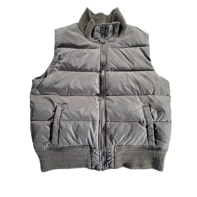Old Navy Frost Free Down Puffer Vest Brown Mens Large Zip Up Ribbed Trim H06 Y2K