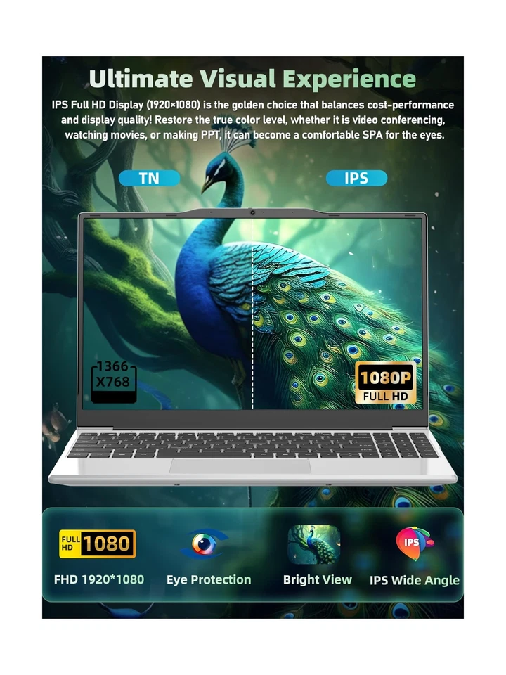 14" Portable Laptop Computer, N5095 CPU,8GB RAM(Up to 64GB Expansion),256GB N... - Image 3 of 4