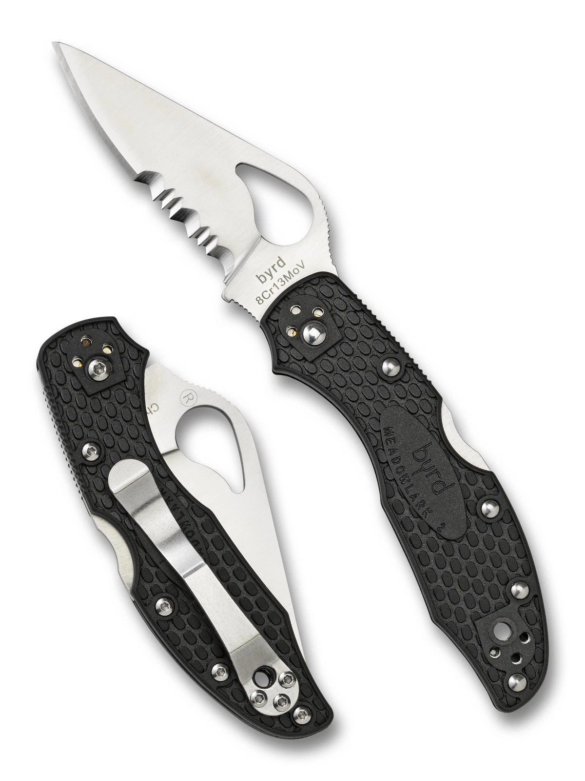 Byrd Meadowlark 2 Folding Knife BY04PSBK2 2.87" ComboEdge Blade Black FRN Handle