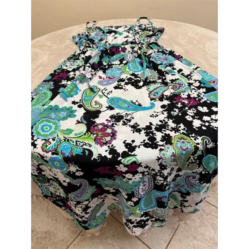 Maxi Vestido Para Mujer Faded Glory L Floral Cachemira Sin Mangas Informal Foto 2 de 4