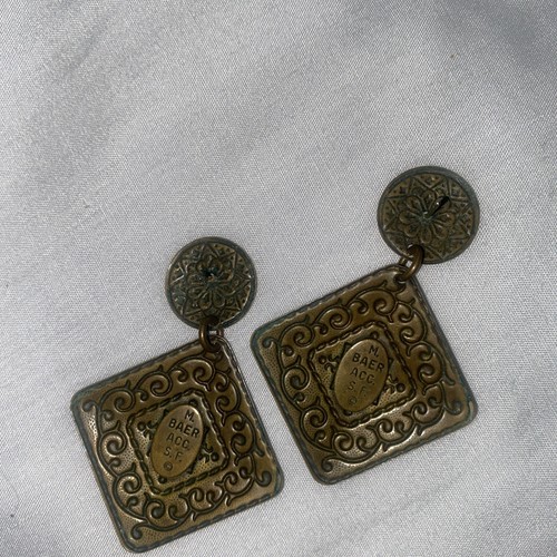 Vintage Marjorie Baer M Baer ACC S.F, SF Dangle Earrings brass