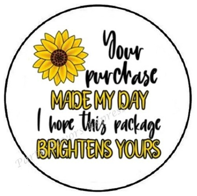 #ad YOUR PURCHASE MADE MY DAY PACKAGE BRIGHTENS YOURS ENVELOPE SEALS LABELS STICKERS $2.79