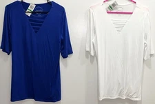 I-N-C International Concepts Set Of 2 Basic Tunic  Shirt Blue & White Large