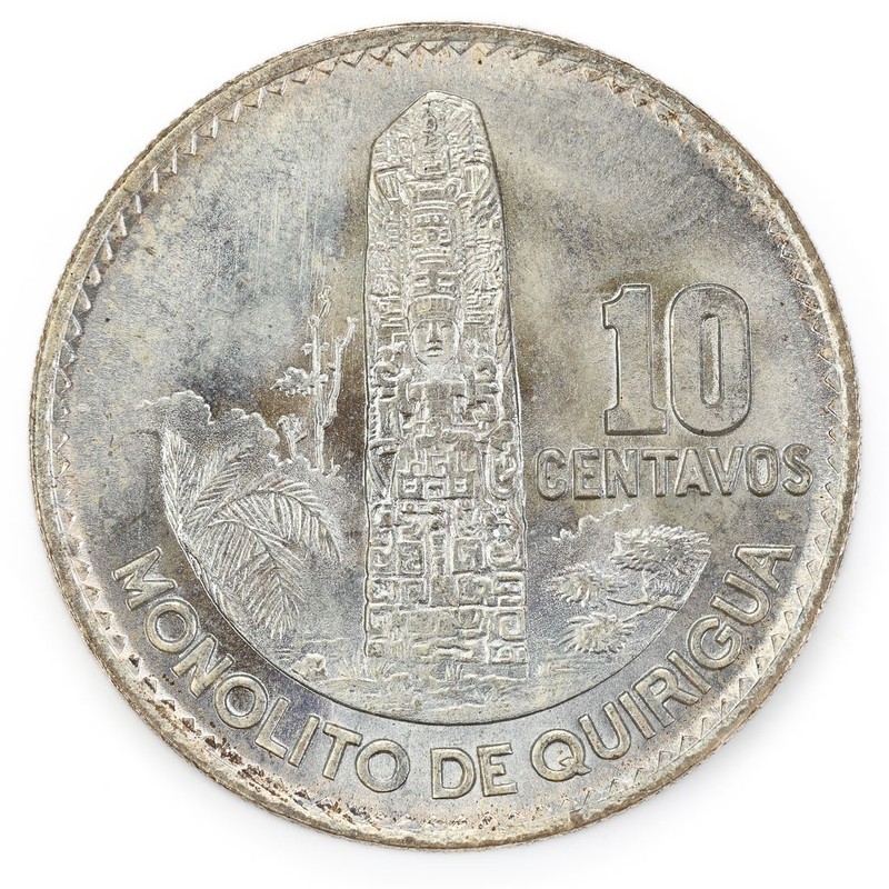  1964 10 Centavos Guatemala UNC Silver coin 