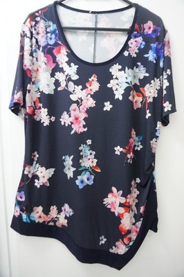 Candy Curves Shirt Tunika Blumen Motiv Asymmetrisch Gr 44-46 gut erhalten