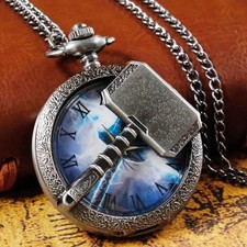 Vintage Style Roman Numeral Quartz Pocket Watch Pendant Necklace