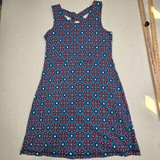 Talbots Large Sleeveless Floral Print Blue/Pink Stretch Cross-Back Sundress