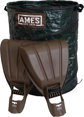 Leaf Scoops Hand Rake Set with Collapsible Pop-Up Garden Waste Bag for Collectin