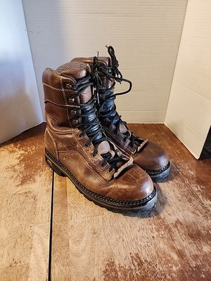 Men s Georgia Boot 9  Logger Boots Size 11 M GB00237 Dark Brown Soft Toe EUC 