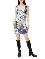 Desigual Damen Kleid Bunt Abstraktes Muster Slim Fit Etuikleid Gr. M 21WWVK90