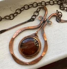 Vintage Signed RAFAEL CANADA PENDANT NECKLACE Modernist Brass Quebec