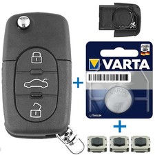 Batería llave plegable 3 botones + carcasa de repuesto para Audi A2 A4 8E 8H A6 C5 TDI