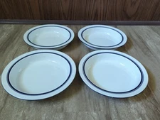 Dansk Bistro Christianshavn Blue  Wide Rimmed Soup Bowls 8 1/4" Set 4 Portugal