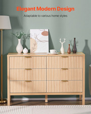 6 Fluted Drawer Dresser, Light Wood