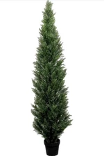 6 Feet Pre-Potted Evergreen Outdoor Artificial Cedar Tree Privacy Screen for ...