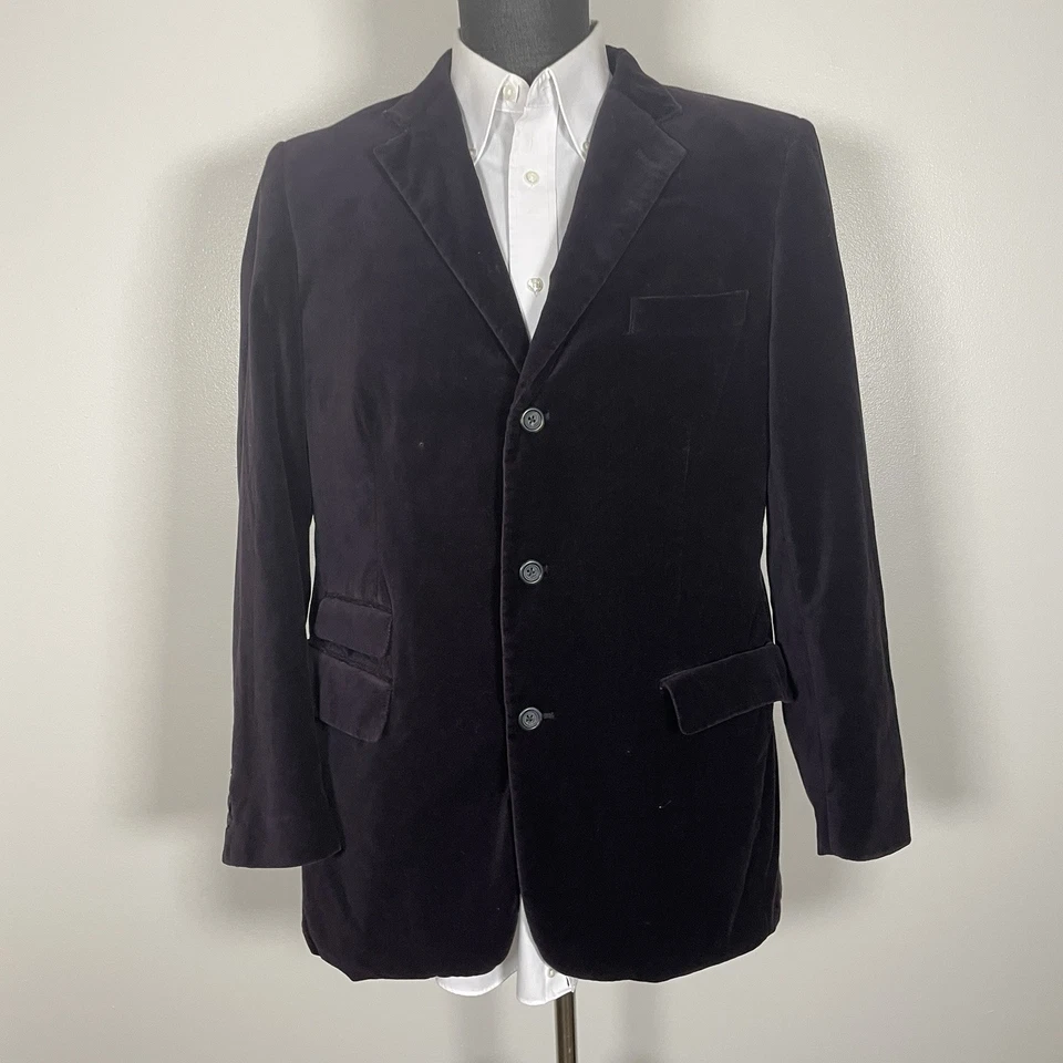 Merona Sport Coat Mens 42R Purple Soft Cotton Velvet Three Buttons Surgeons - Image 3 of 4