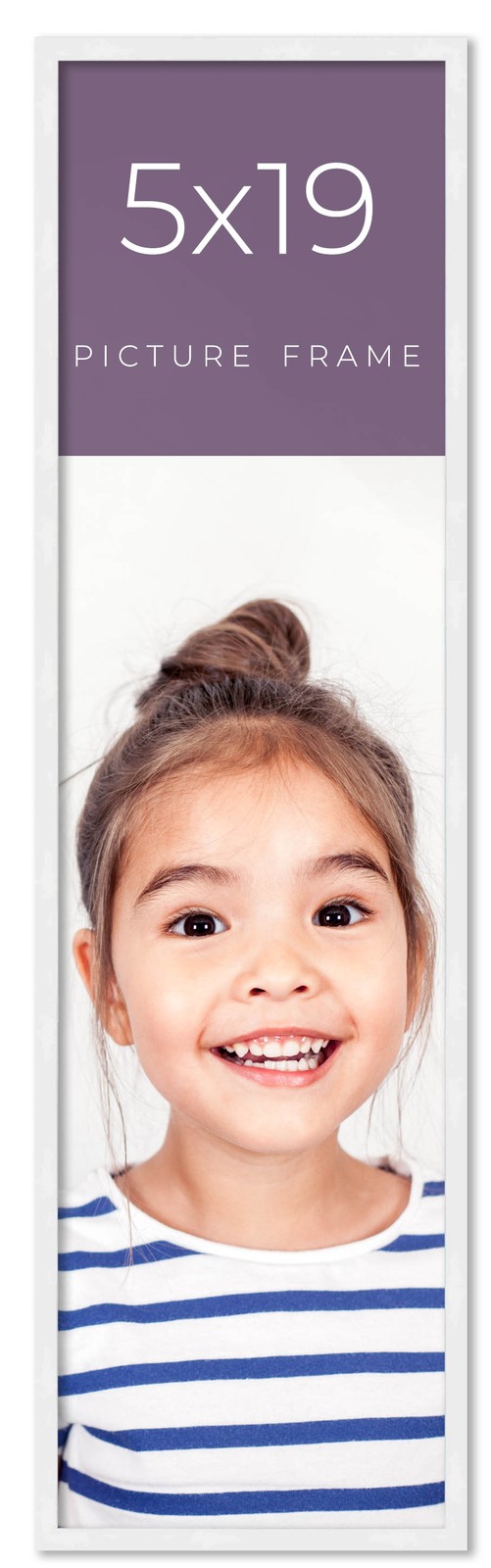 5x19 In Frame White Real Wood Picture Frame Width 0.75 inche