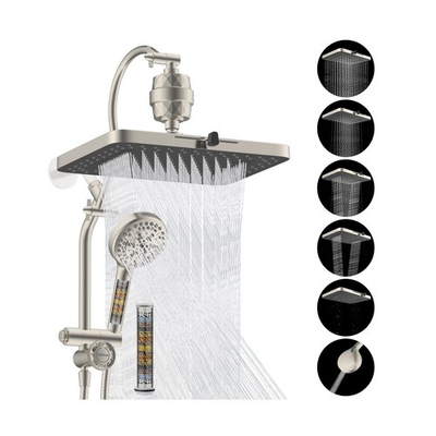 #ad Hibbent 5 spray Dual Filtered Rainfall Shower Head Combo High Pressure 13#x27;#x27; ... $131.88