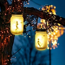 2 Packs Solar Lanterns Mason Jar Solar Lights Fairy Lantern Decorative for Garde